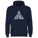 Harry Potter Deathly Hallows Text Hoodie - Navy Harry Potter Deathly Hallows Text Hoodie - Navy
