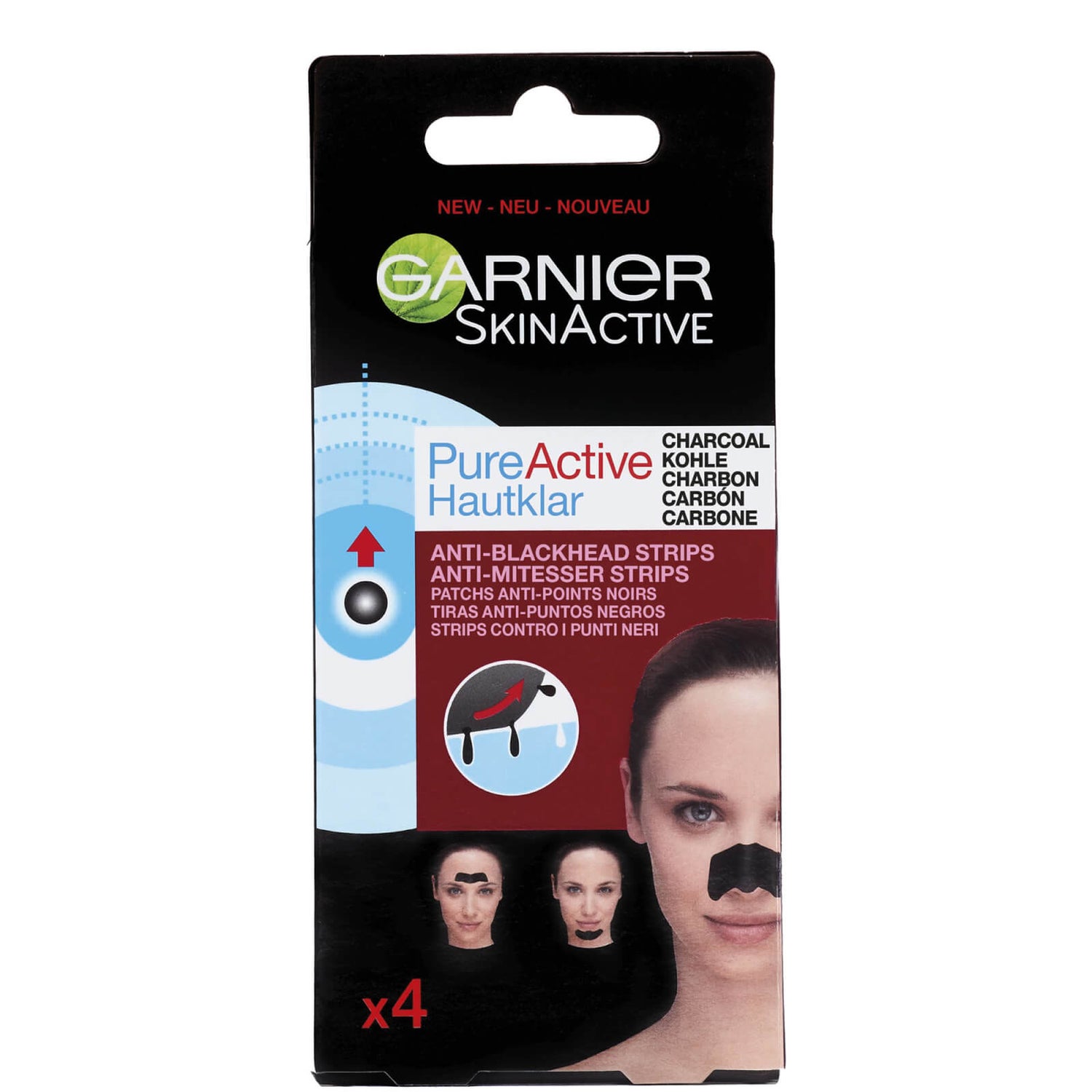 Tiras para o Nariz Anti-pontos Negros com Carvão Ativo Pure da Garnier x 4