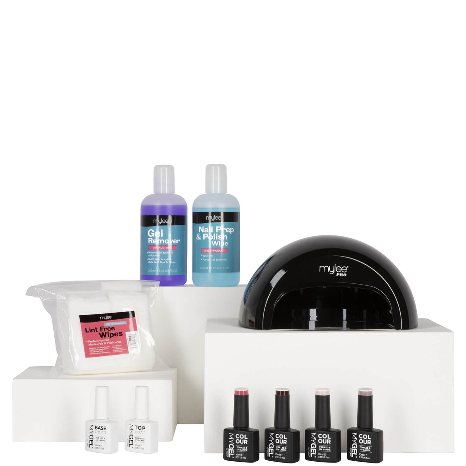 Mylee Black Convex Curing Lamp Kit with Gel Nail Polish Essentials Set