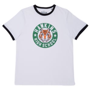 Stranger Things Badge Ringer T-Shirt - Wit/Zwart