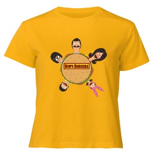 Bob&apos;s Burgers Character Burger Women's Cropped T-Shirt - Mustard