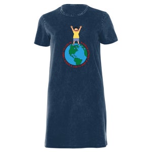 Bob&apos;s Burgers A World Without Women's T-Shirt Dress - Navy Acid Wash