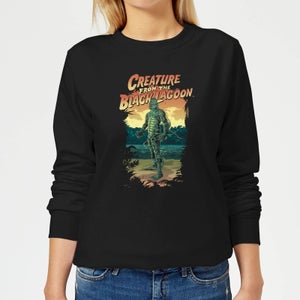 Universal Monsters Creature From The Black Lagoon Illustrated Women's Sweatshirt - Black