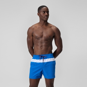 Gestreifte Badeshorts 40 cm in Colourblock-Optik Blau/Weiß für Herren - M