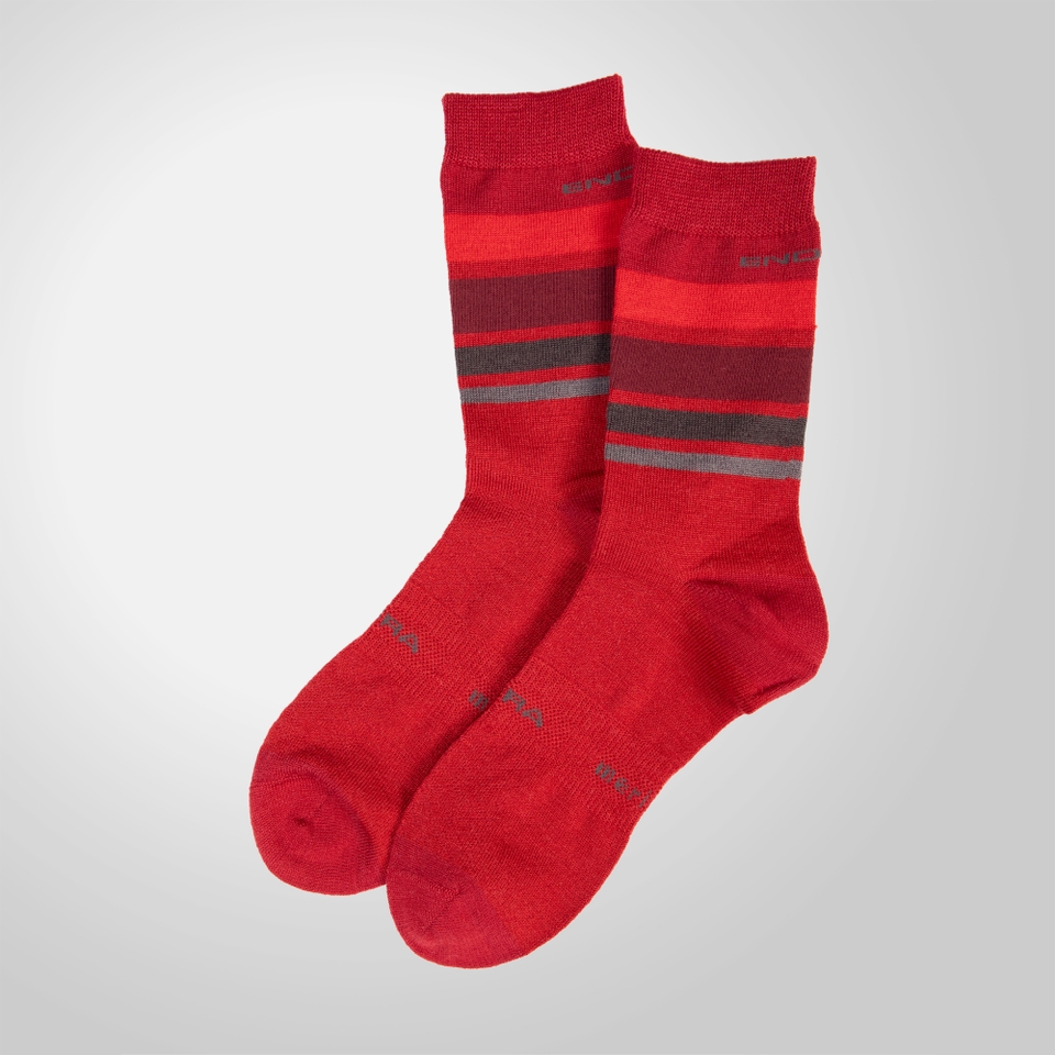 Unisex Baabaa Merino Stripe Socks - Red