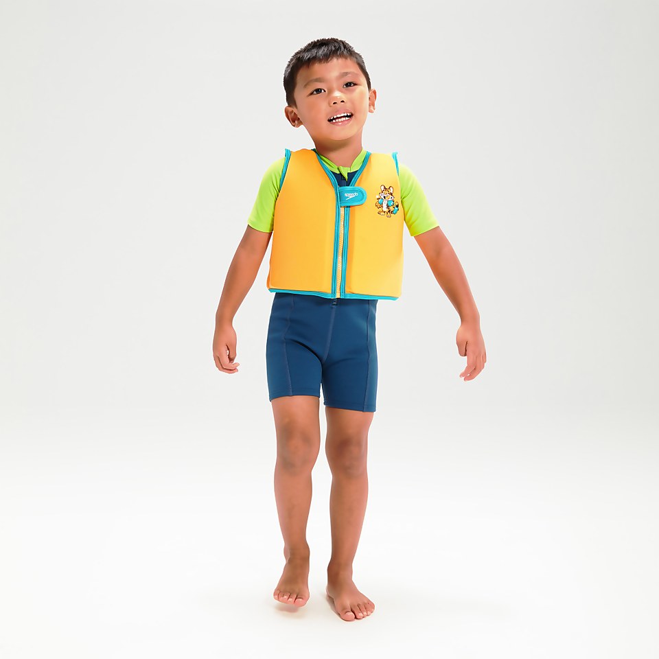 Schwimmlern-Schwimmweste mit Aanadi, dem bengalischen Tigerbaby, für Kleinkinder Orange
