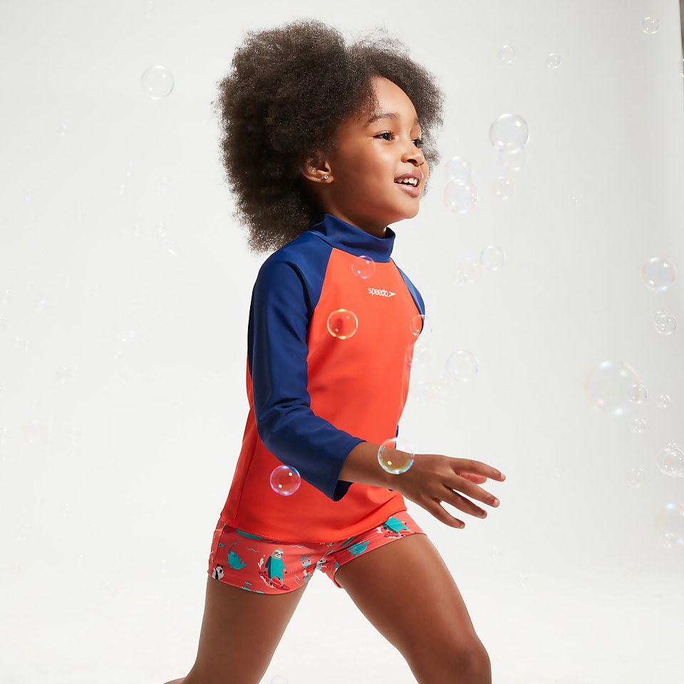 Infant Unisex Learn To Swim Essential Rash Top Blue/Coral