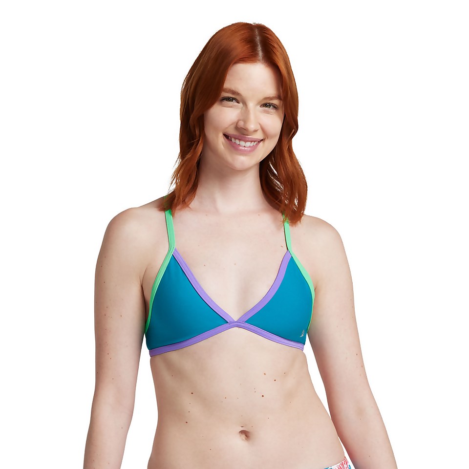 Women's Solid Cross Back Triangle Turquoise