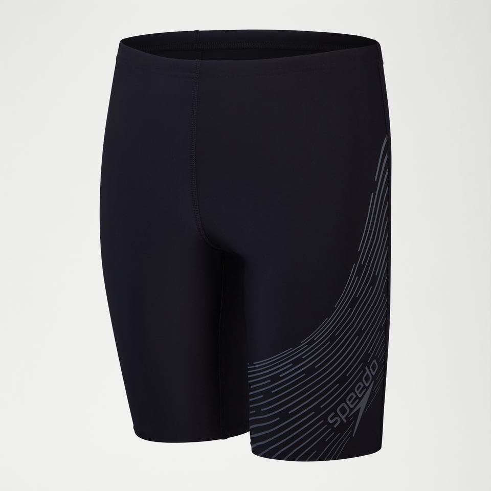 Medley Logo-Schwimmhose für Jungen Schwarz/Grau
