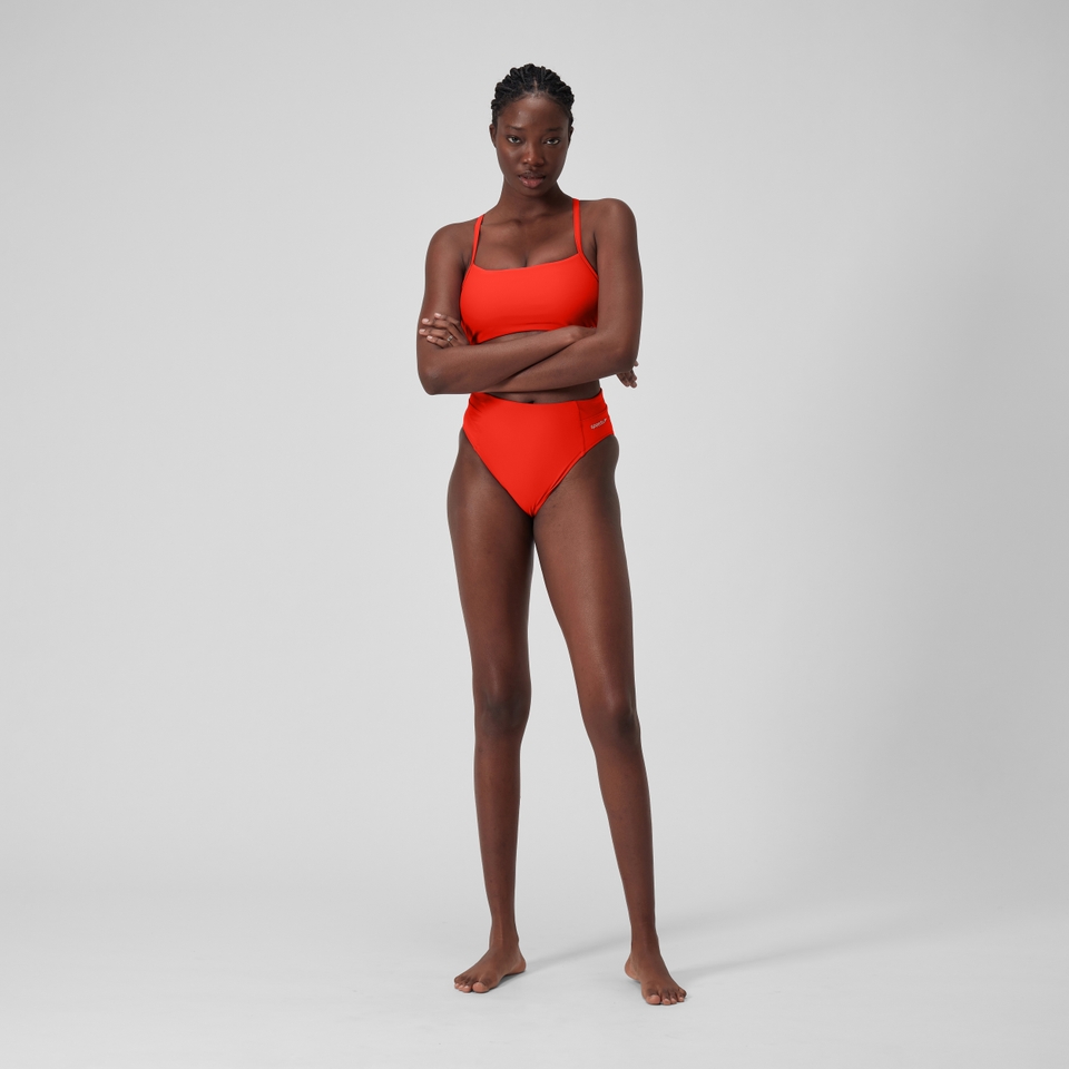 Women's Solid High-Waist Bottom Red