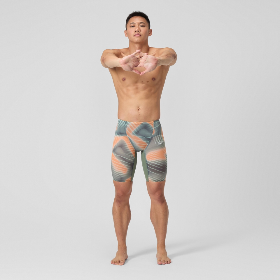 Herren Fastskin LZR Pure Valor 2.0 Schwimmhose mit hohem Bund Grün/Orange