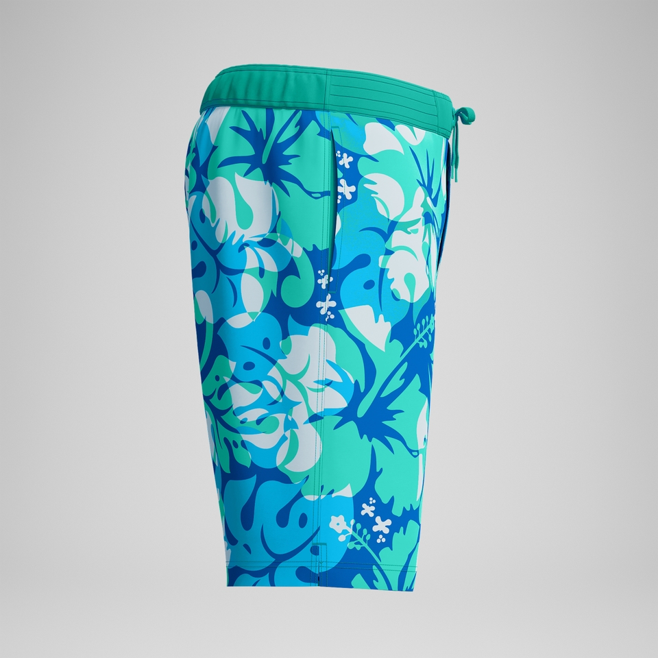 Short de bain Bondi imprimé 50 cm, hommes, turquoise/bleu