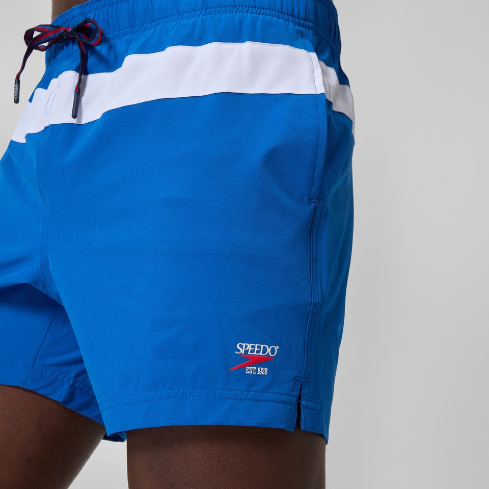 Jetstream Gestreifte Badeshorts 40 cm in Colourblock-Optik Blau/Weiß für Herren