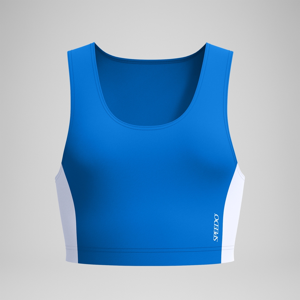 Jetstream Crop-Top in Colourblock-Optik Blau/Weiß für Damen