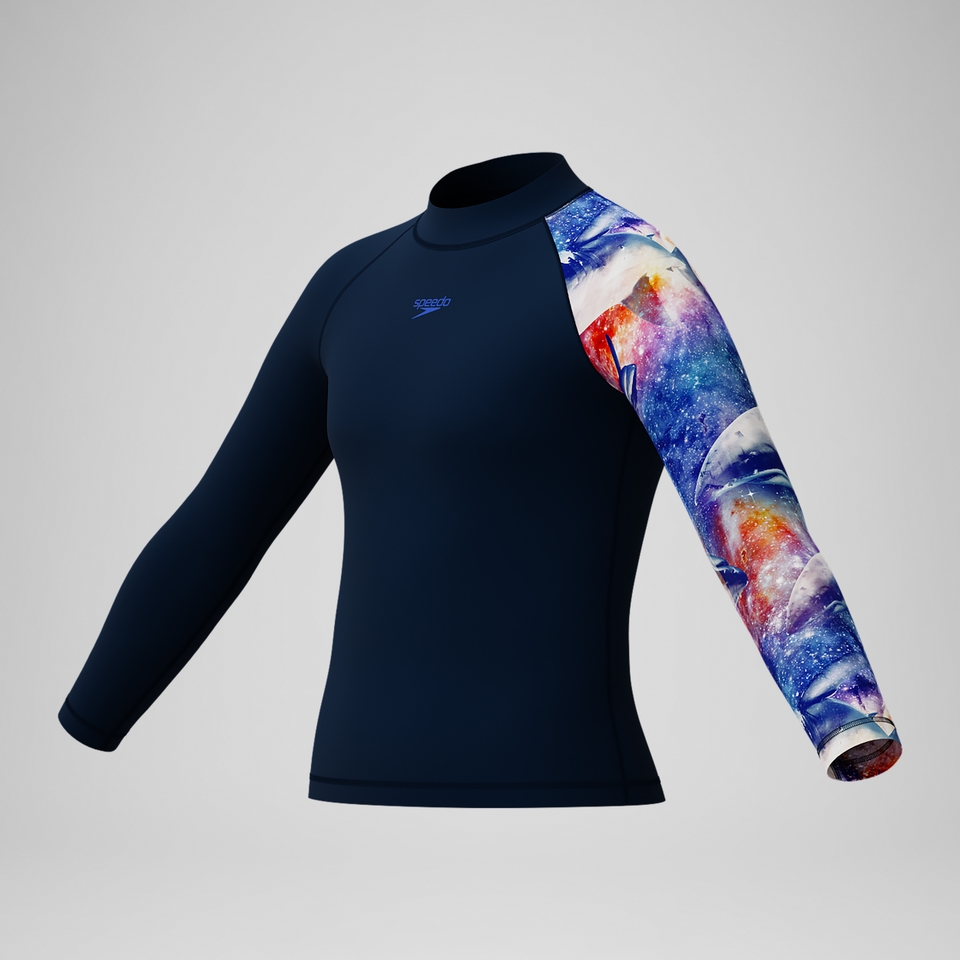 Boys' Digital Long Sleeve Rash Top Navy